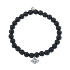 Men's Collection Large White Gold & Diamond Bezel Eye on Onyx