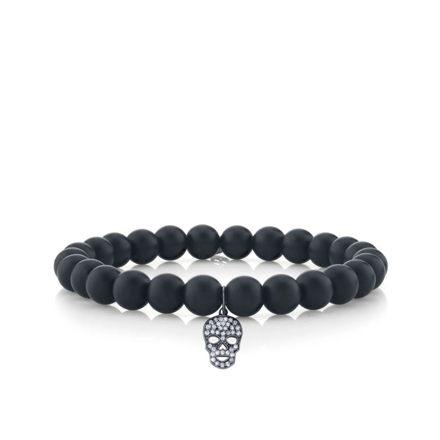 Men's Collection Mini Black Rhodium & Pavé Diamond Skull on Matte Black Onyx