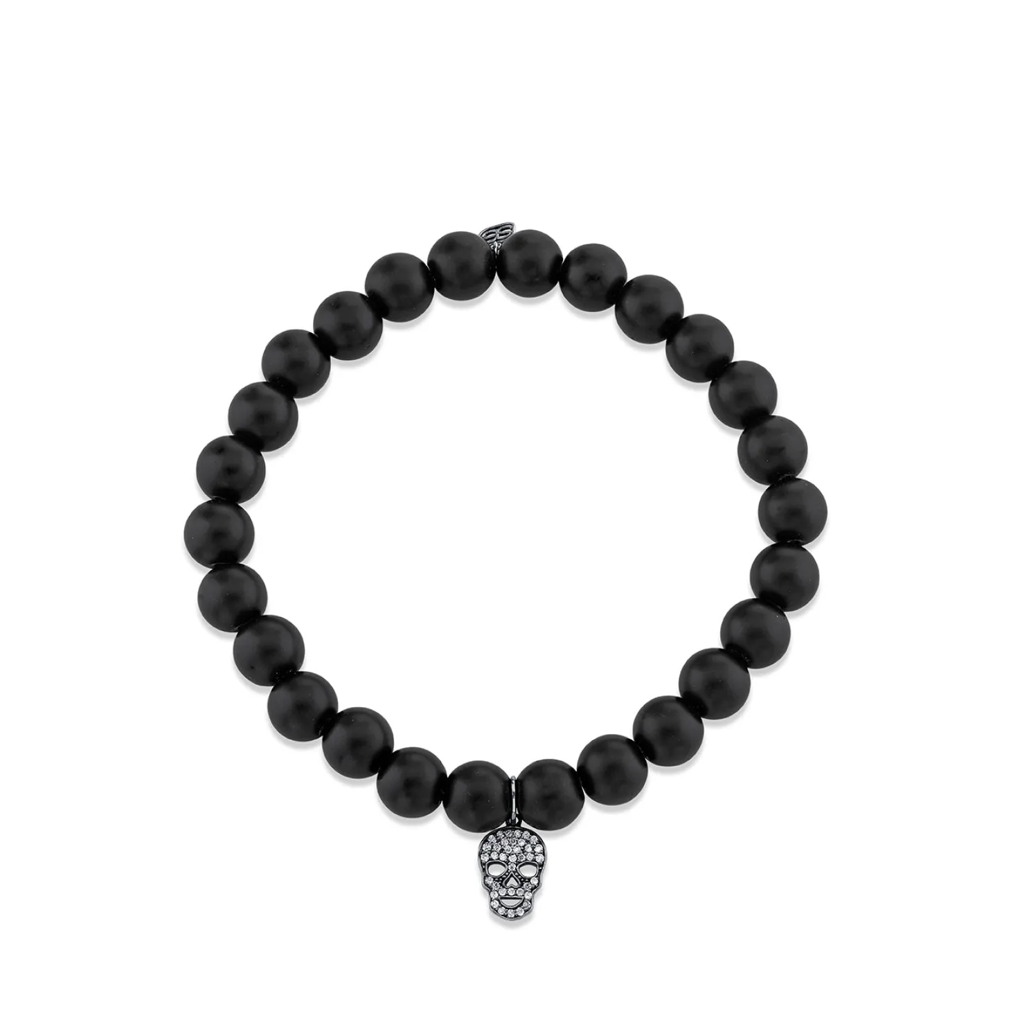 Men's Collection Mini Black Rhodium & Pavé Diamond Skull on Matte Black Onyx