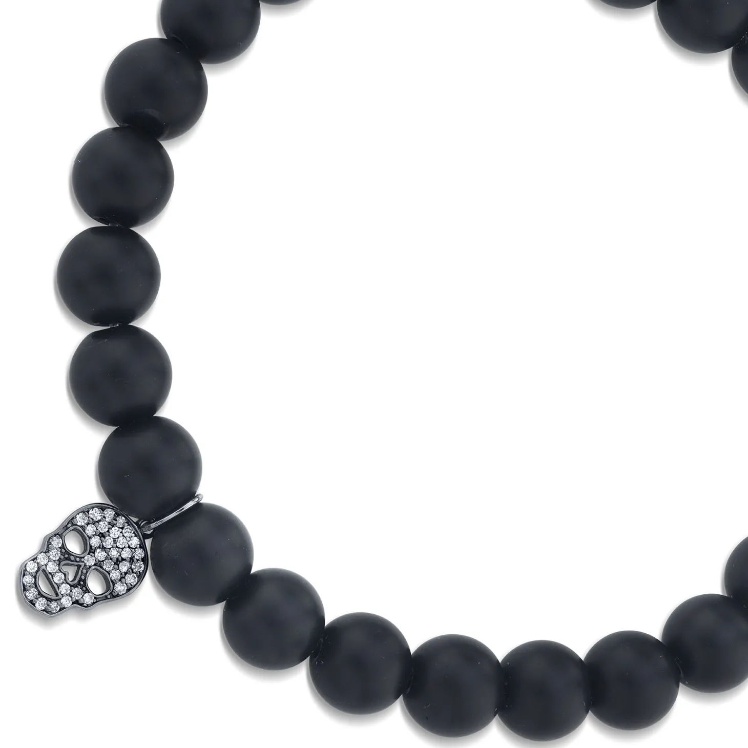 Men's Collection Mini Black Rhodium & Pavé Diamond Skull on Matte Black Onyx