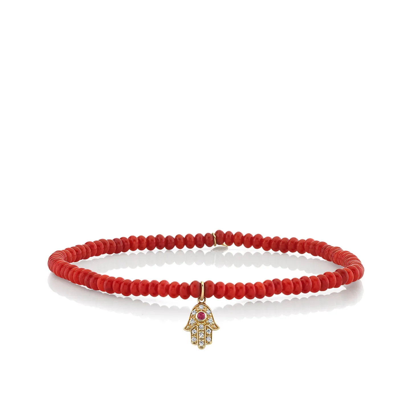 Men's Collection Mini Gold & Diamond Hamsa on Red Sea Bamboo