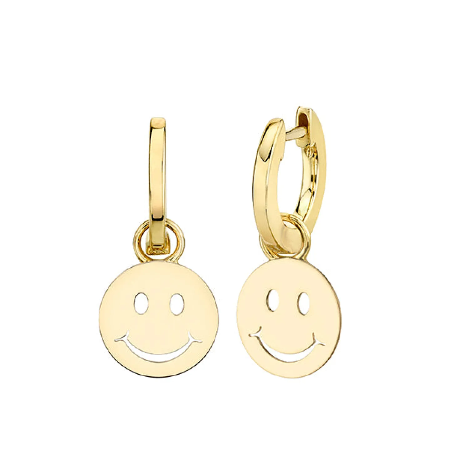 Men's Collection Pure Gold Happy Face Hoop Earrings
