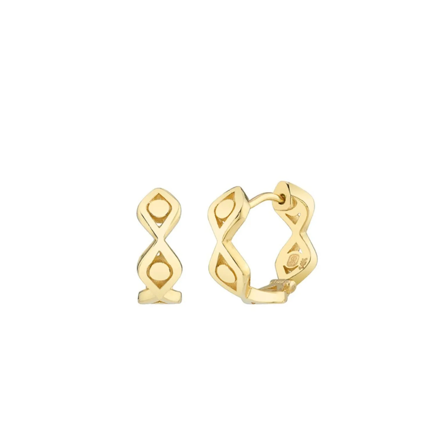 Pure Gold Eye Link Huggie Hoops