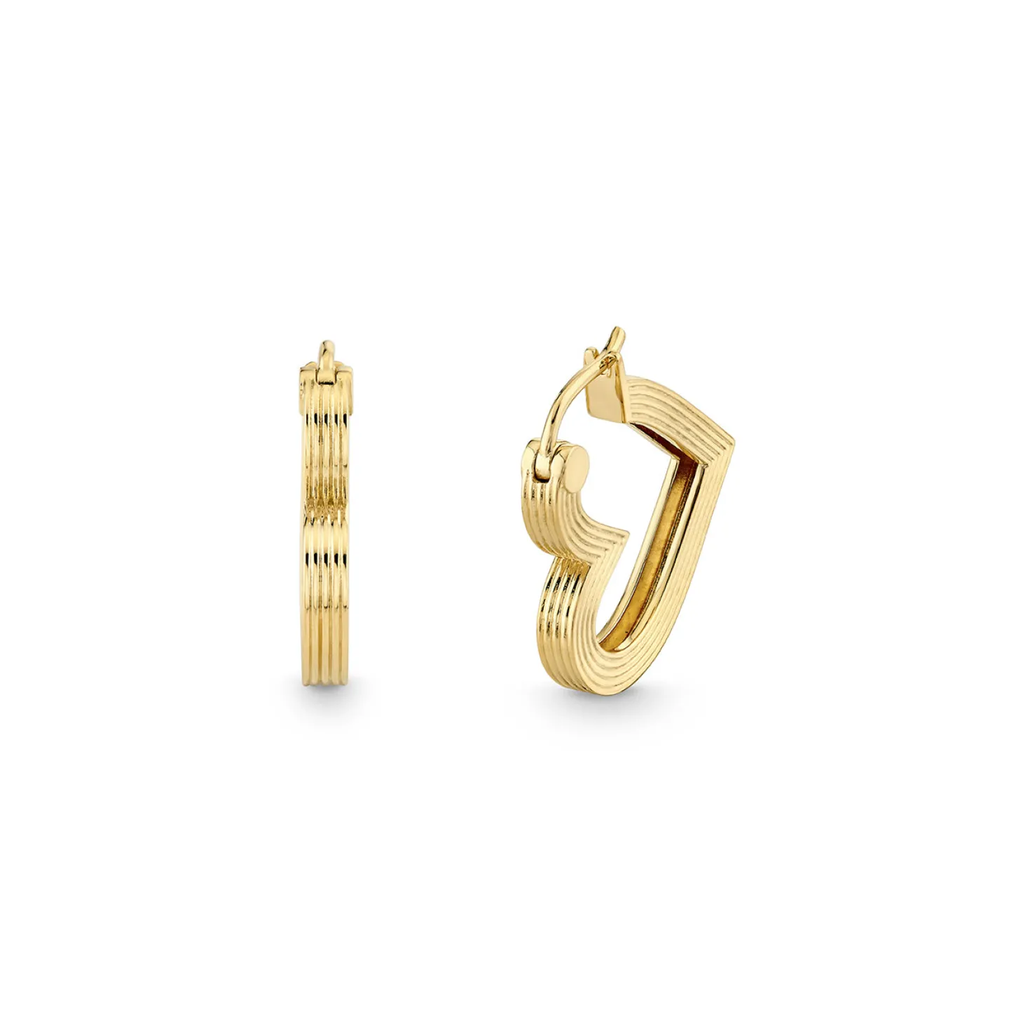 Pure Gold Fluted Heart Huggies