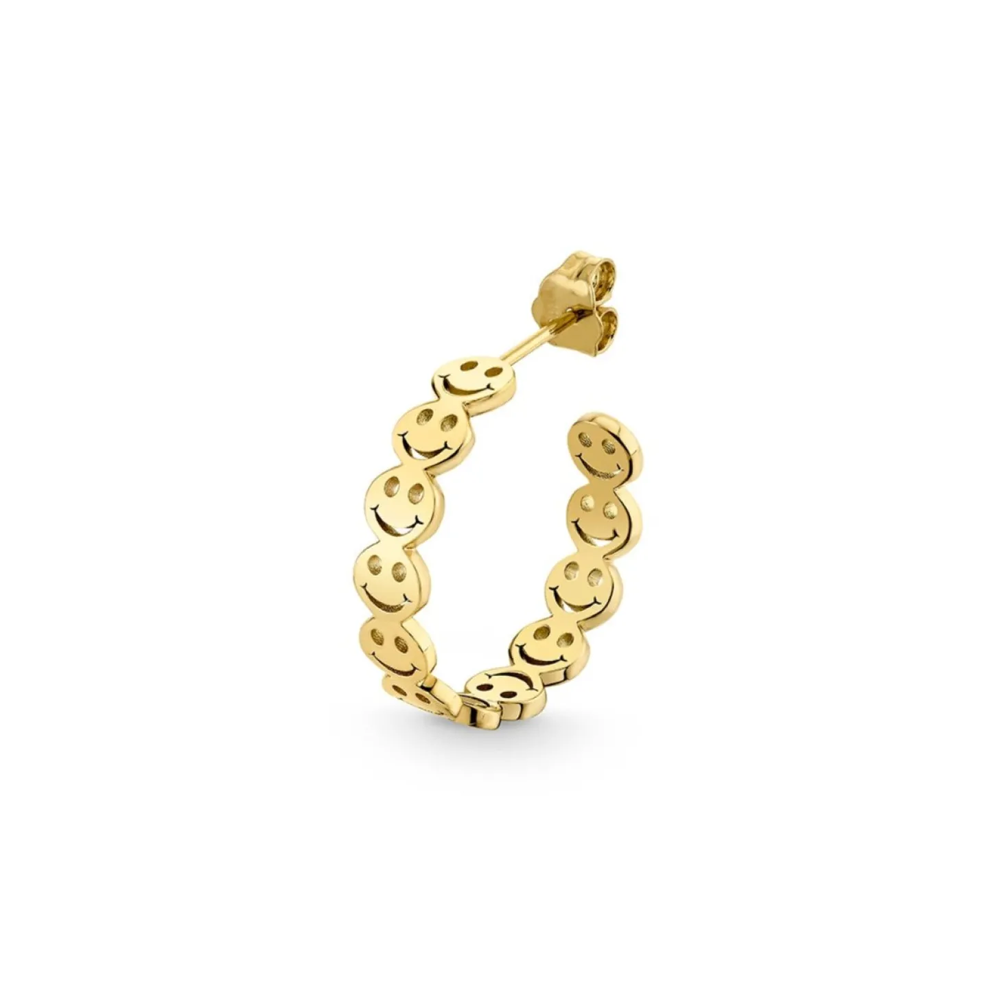 Pure Gold Happy Face Medium Hoops