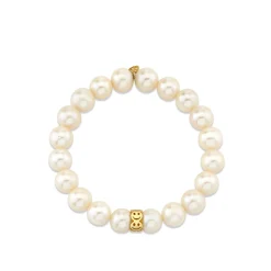 Pure Gold Happy Face Rondelle on Pearl