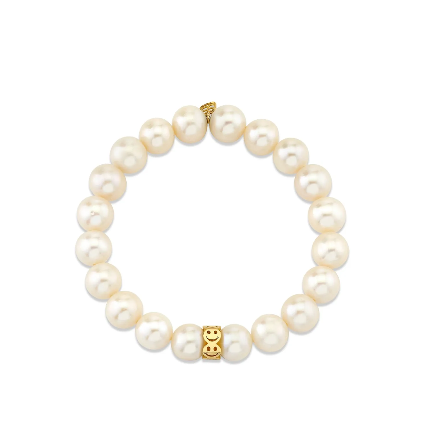 Pure Gold Happy Face Rondelle on Pearl