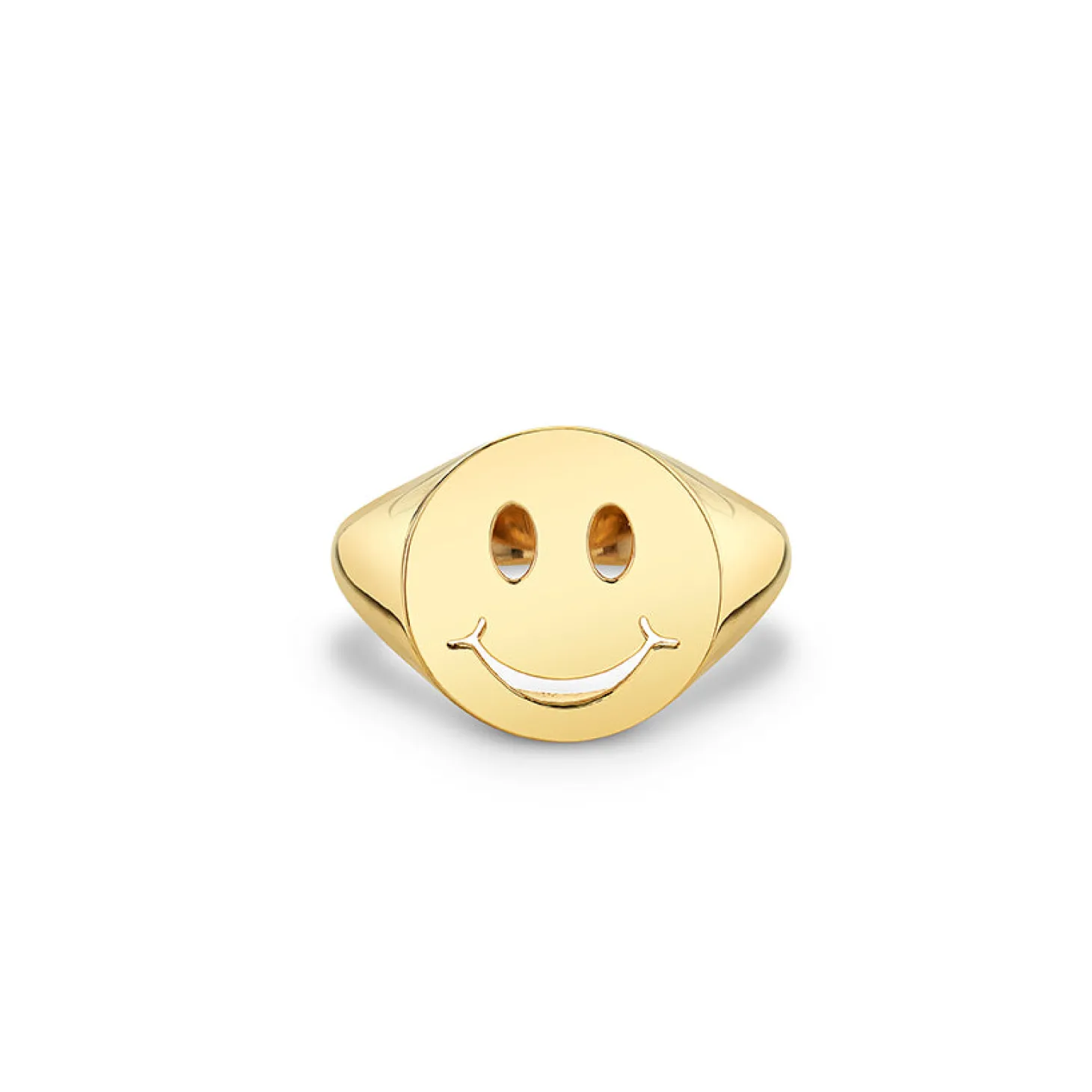 Pure Gold Happy Face Signet Ring