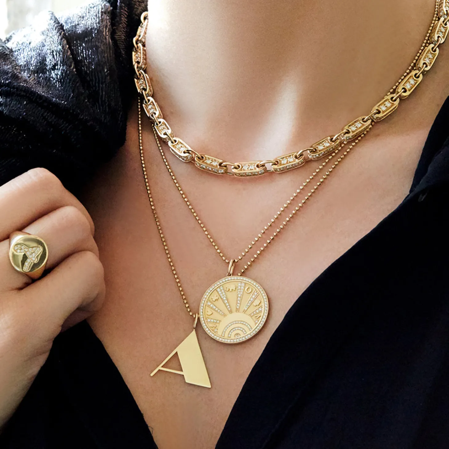 Pure Gold Large Initial Necklace