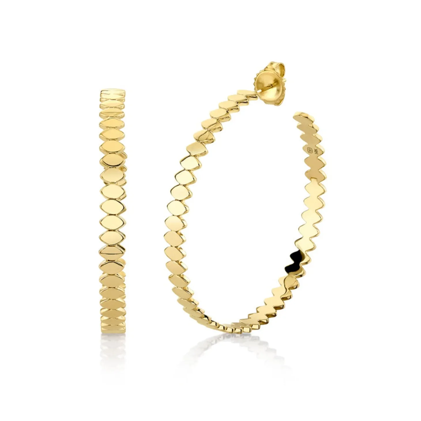Pure Gold Large Marquise Eye Hoops
