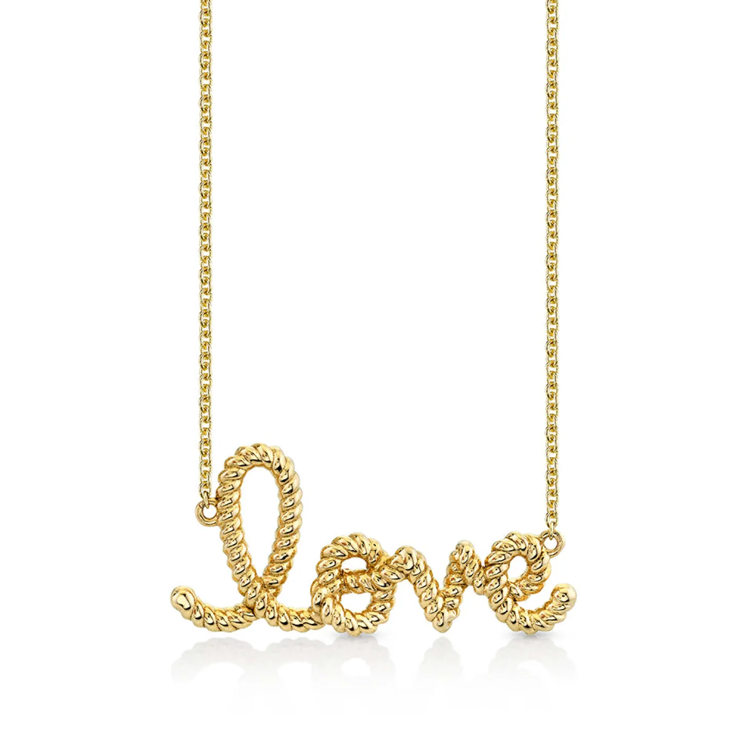 Pure Gold Medium Love Script Rope Necklace