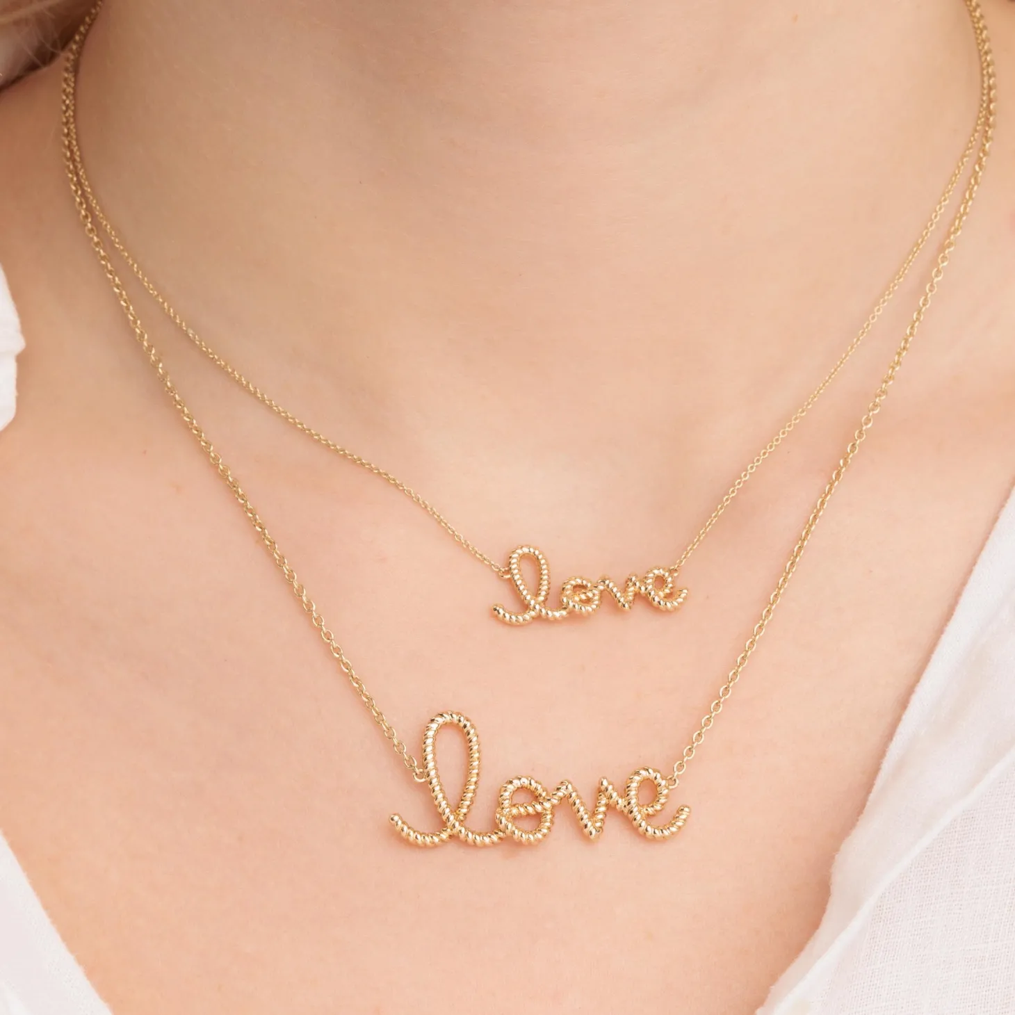 Pure Gold Medium Love Script Rope Necklace