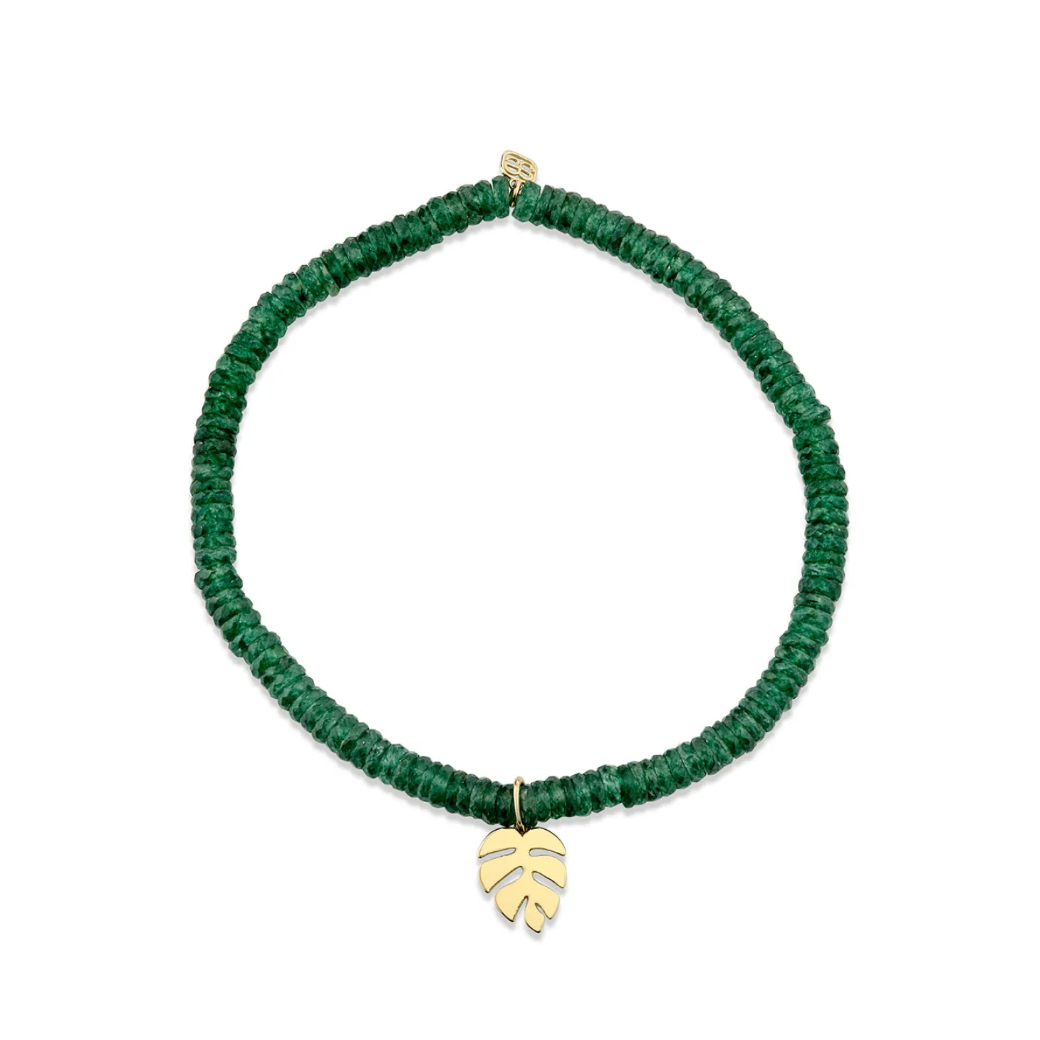 Pure Gold Mini Monstera Leaf on Aventurine