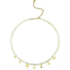 Pure Gold Multi Charm on Ethiopian Welo Opal Necklace