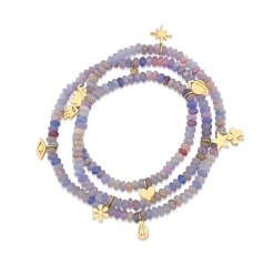 Pure Gold Multi-Charm Hackmanite Wrap Bracelet