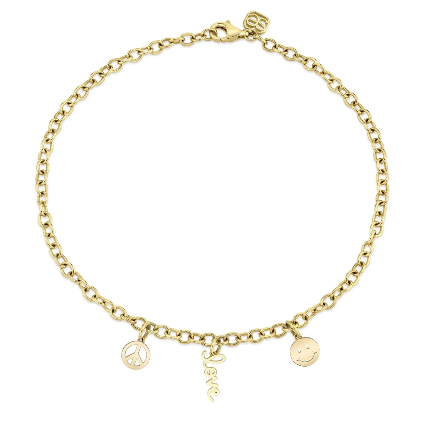 Pure Gold Peace, Love & Happiness Anklet