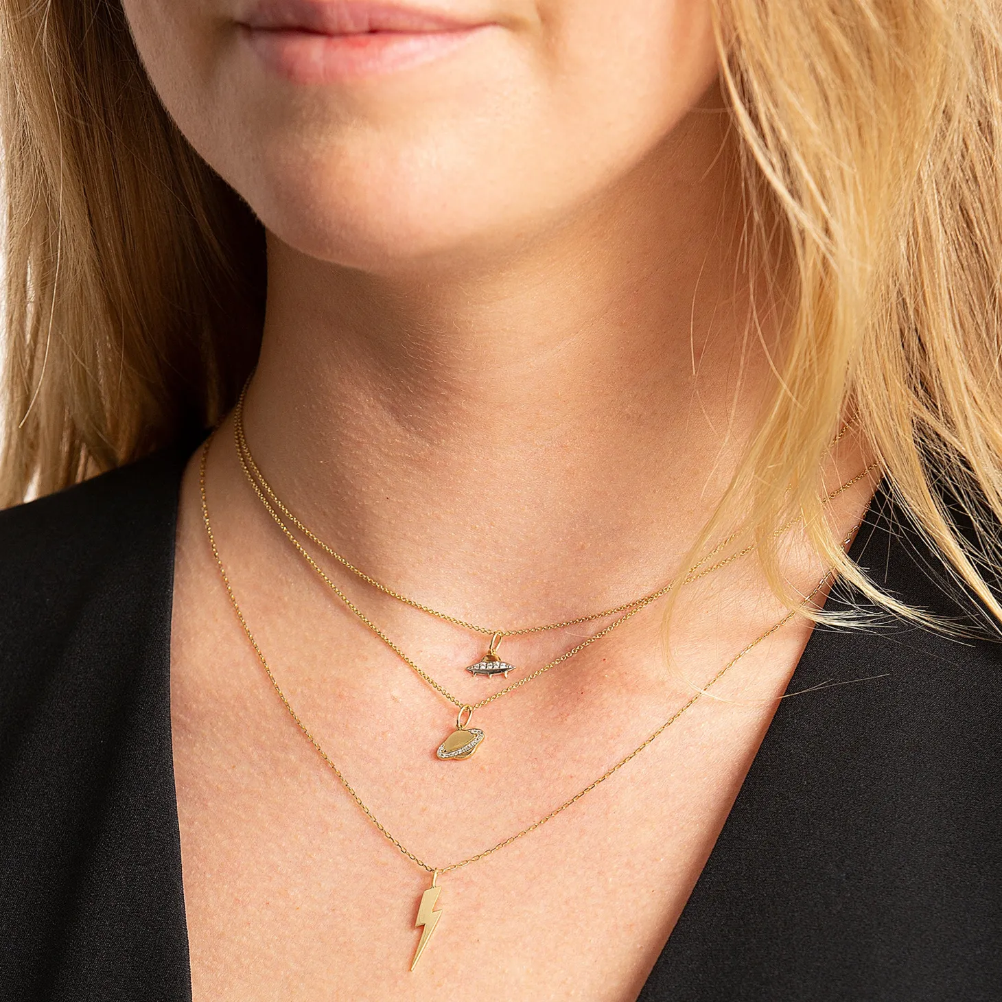 Pure Gold Small Lightning Bolt Charm