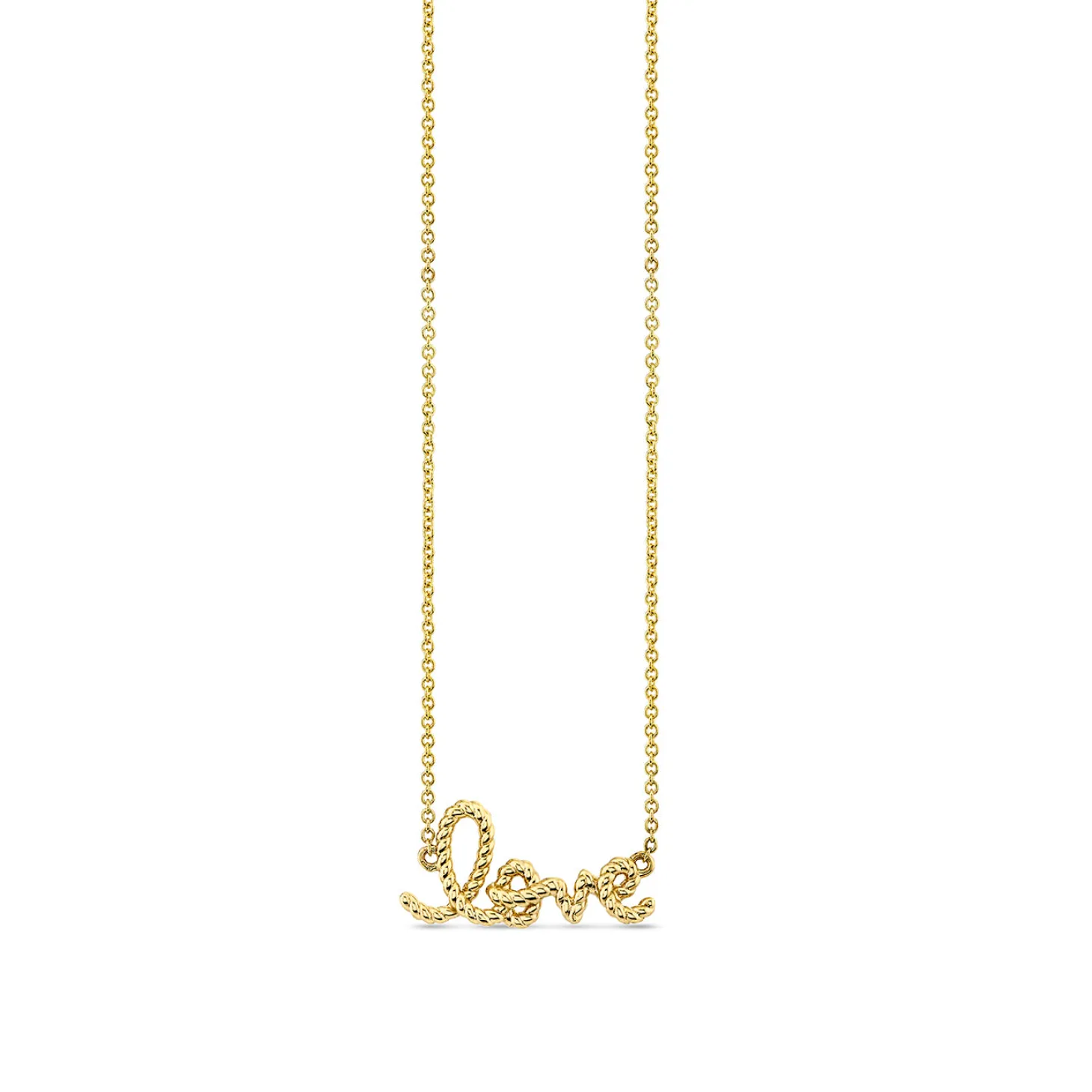 Pure Gold Small Love Script Rope Necklace