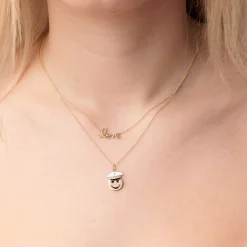 Pure Gold Small Love Script Rope Necklace