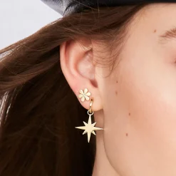 Pure Gold Starburst Charm Hoops