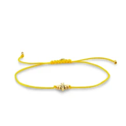 Pure Gold Tiny Bee Bead Cord Bracelet