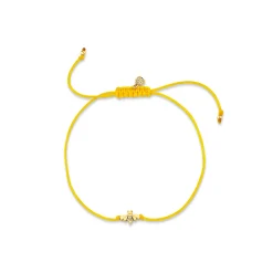 Pure Gold Tiny Bee Bead Cord Bracelet