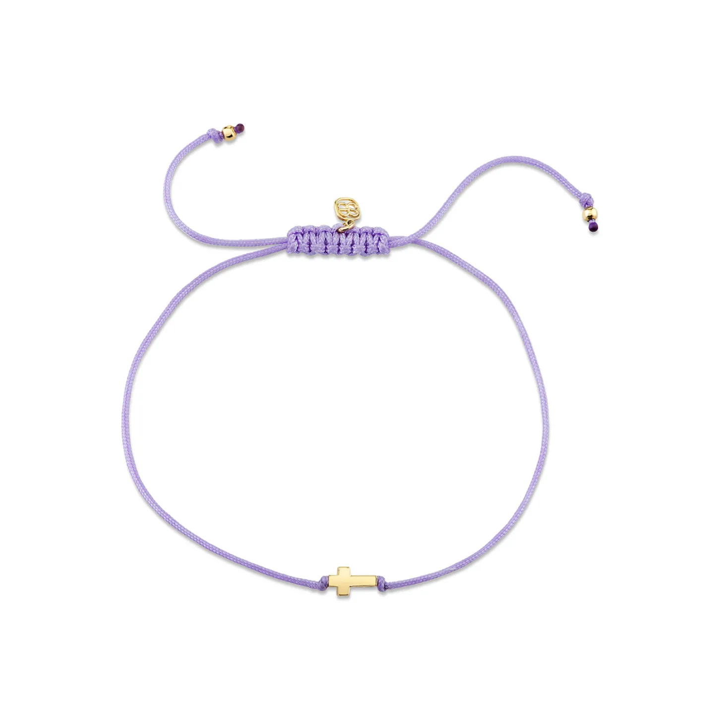 Pure Gold Tiny Cross Bead Cord Bracelet