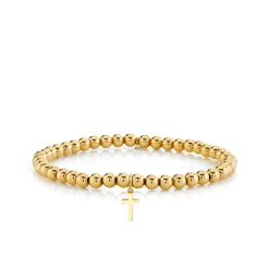 Pure Gold Tiny Cross On Gold Beads