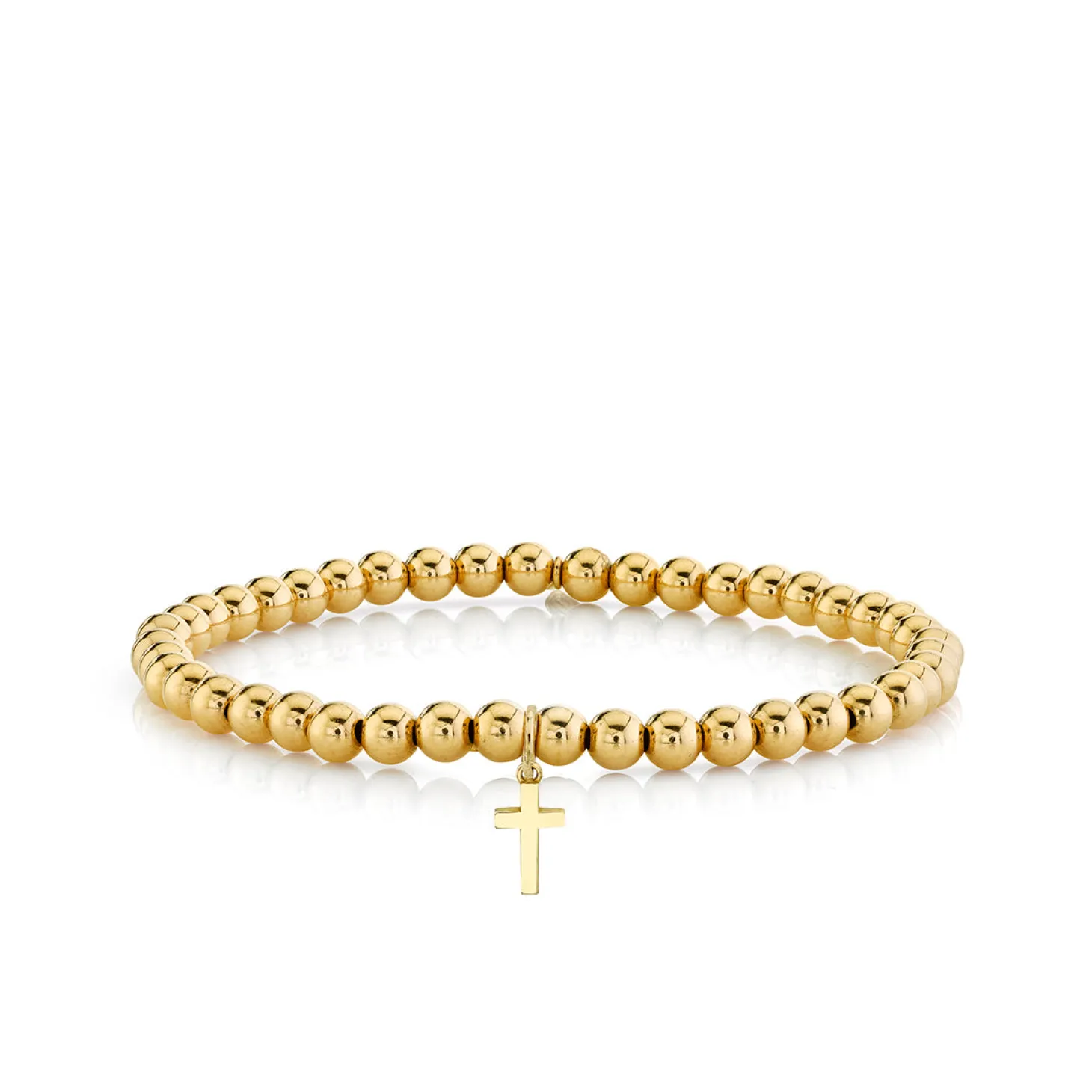 Pure Gold Tiny Cross On Gold Beads