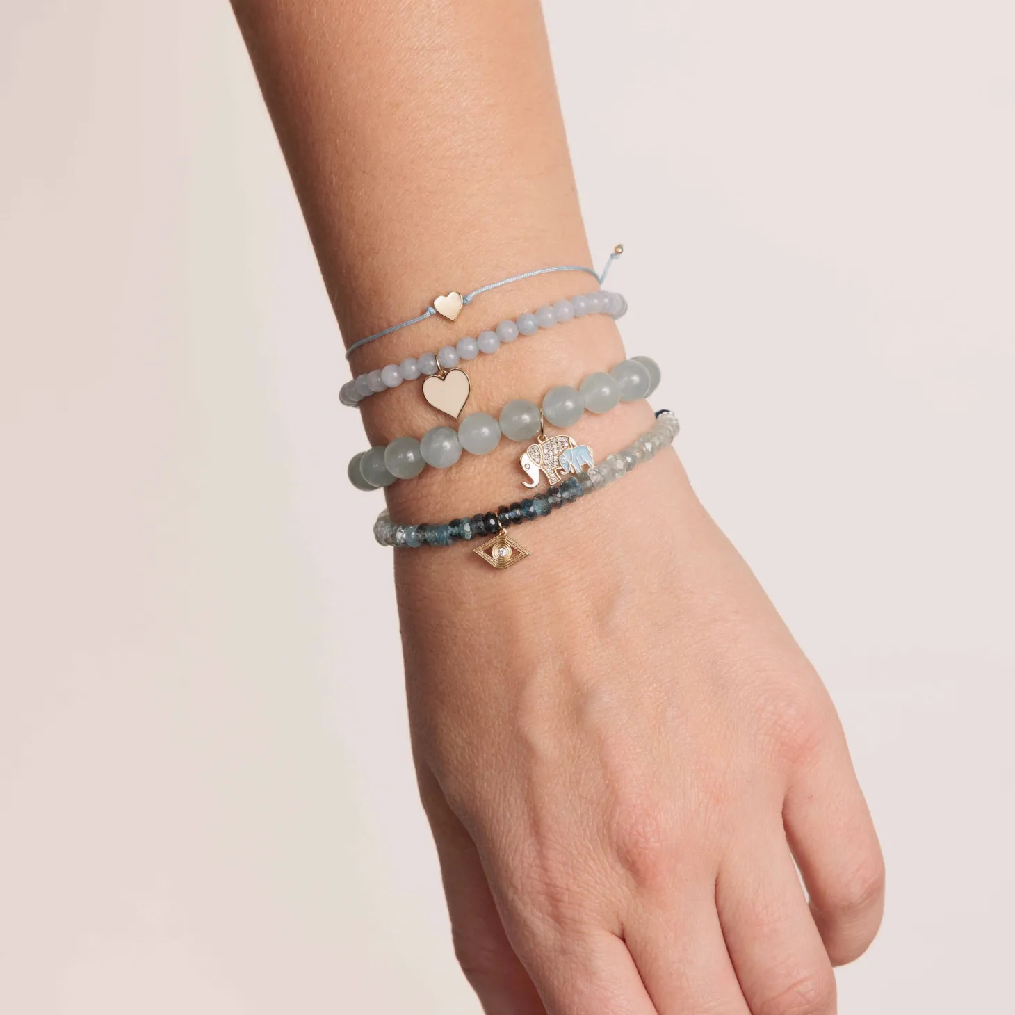 Pure Gold Tiny Heart Bead Cord Bracelet