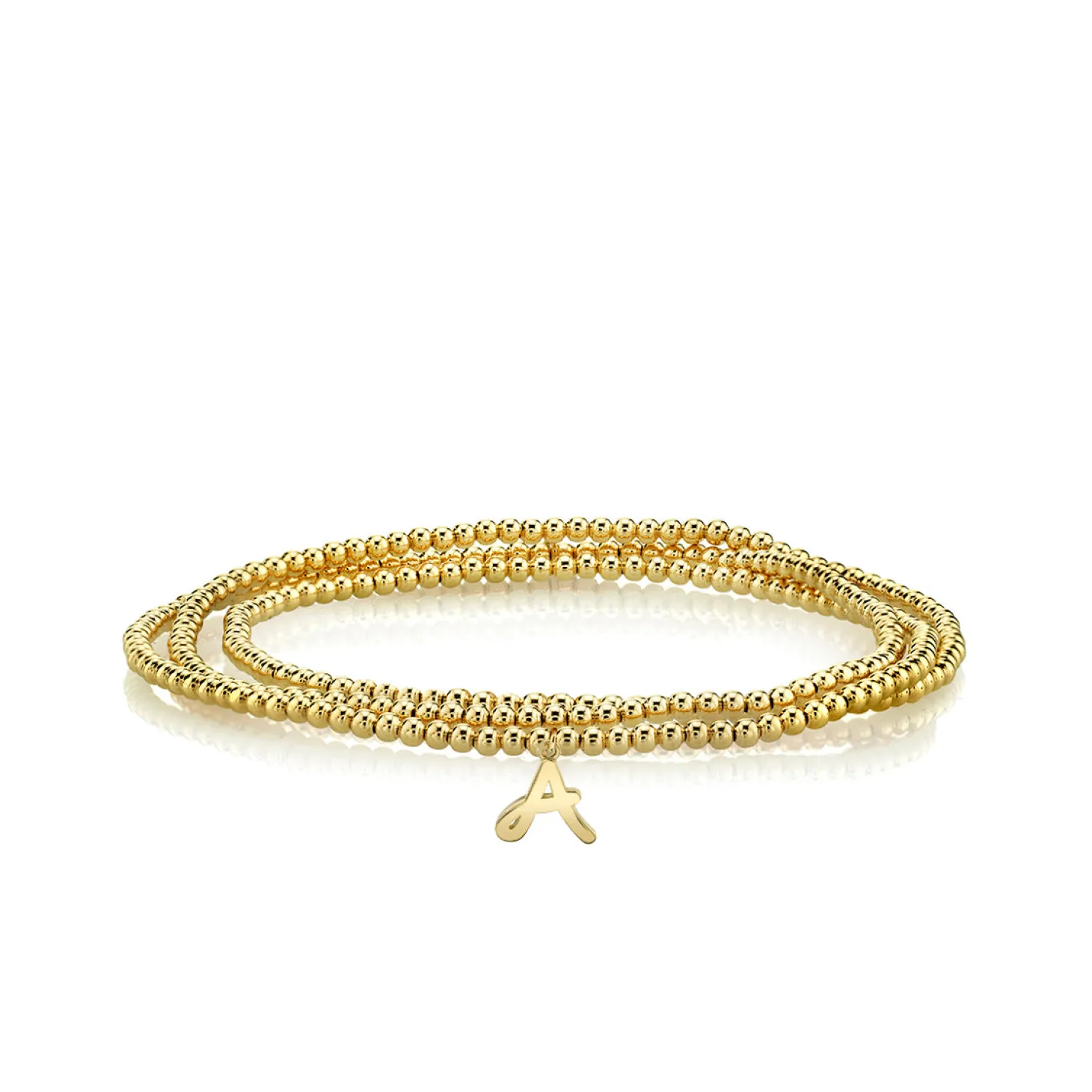 Pure Gold Tiny Initial on Gold Beads