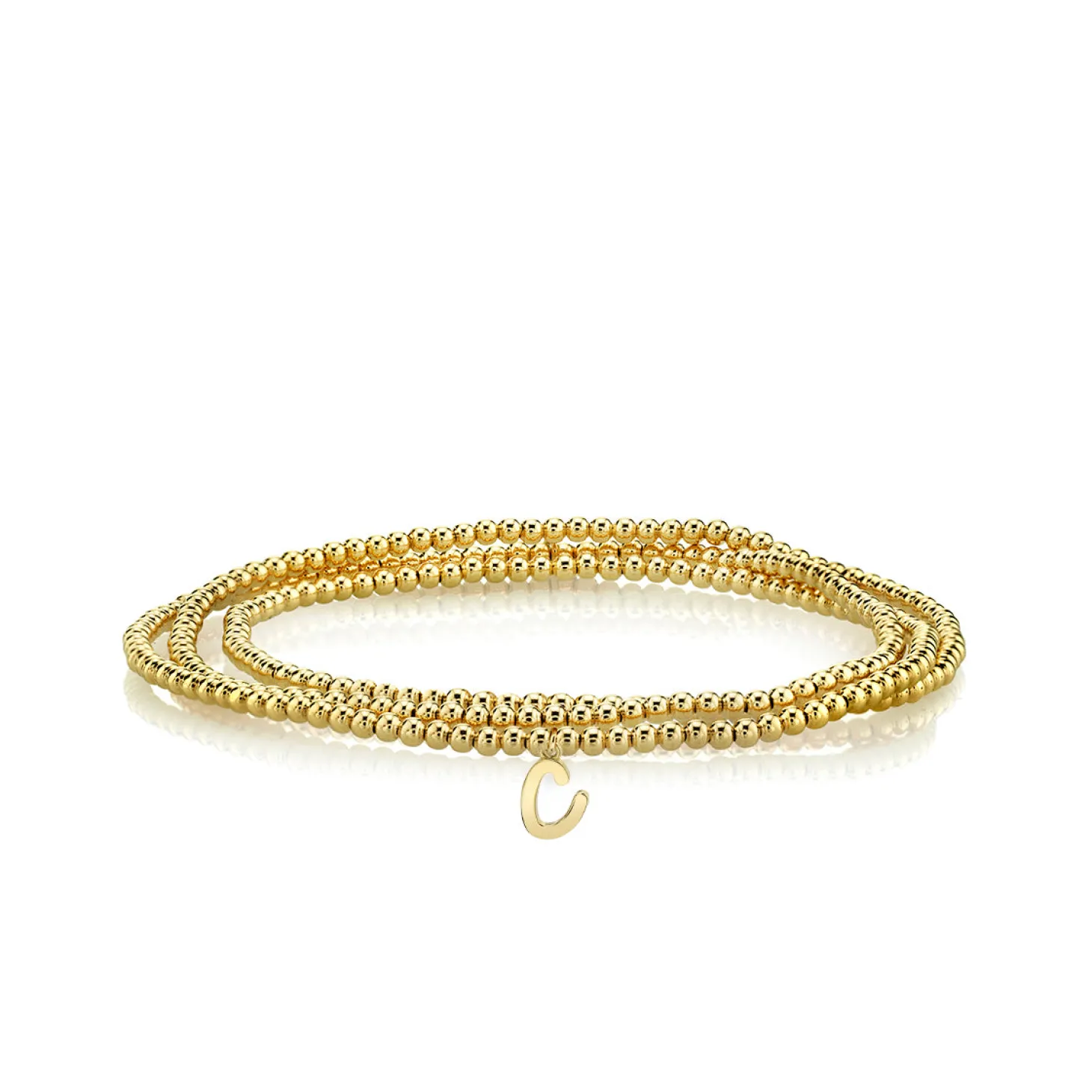 Pure Gold Tiny Initial on Gold Beads