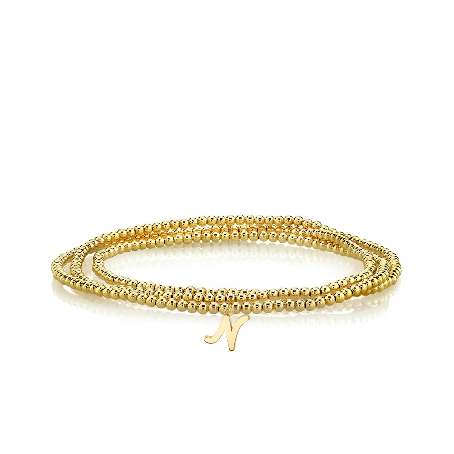 Pure Gold Tiny Initial on Gold Beads