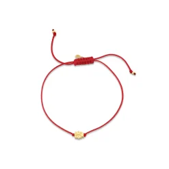 Pure Gold Tiny Ladybug Bead Cord Bracelet