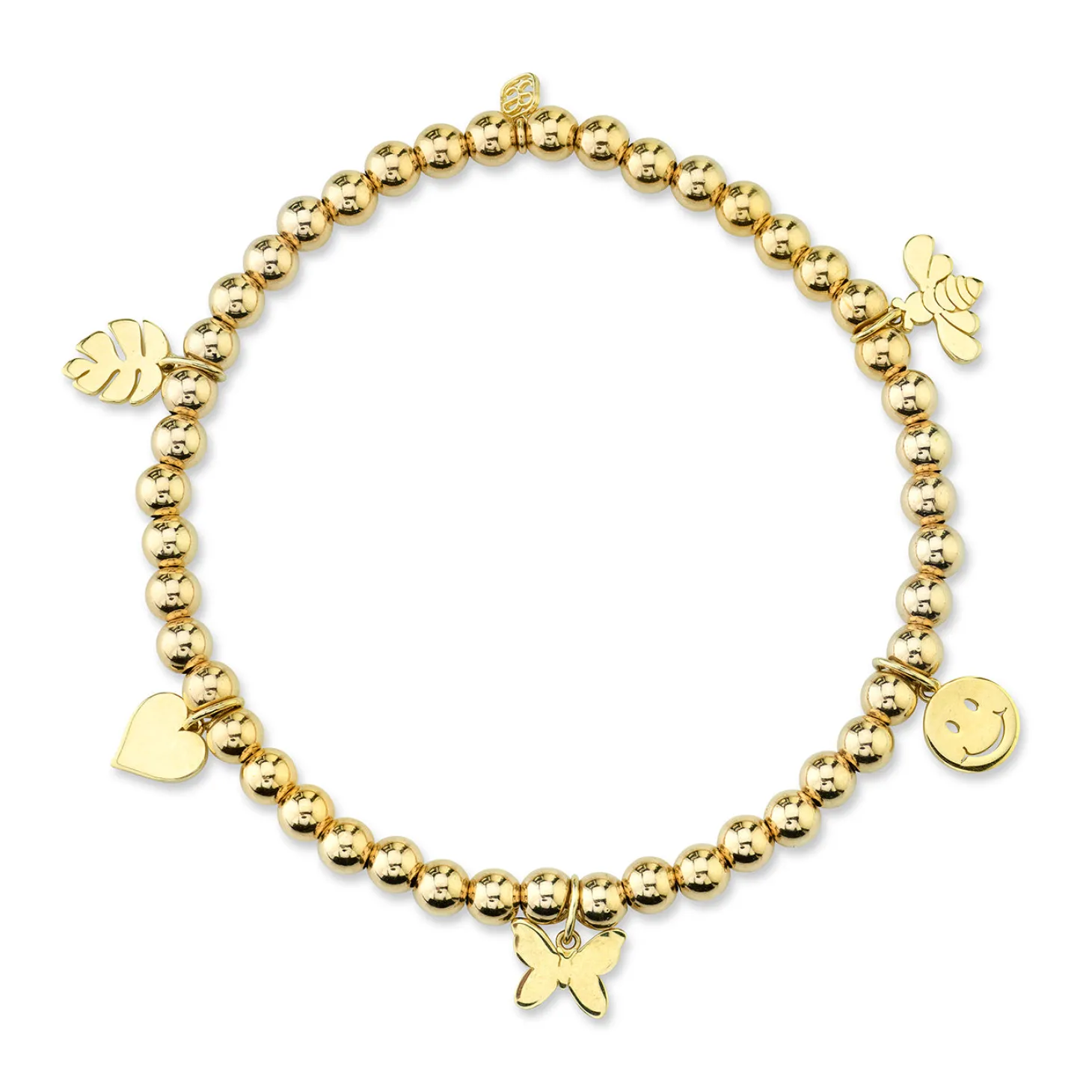 Pure Gold Tiny Multi-Charm on Gold Beads