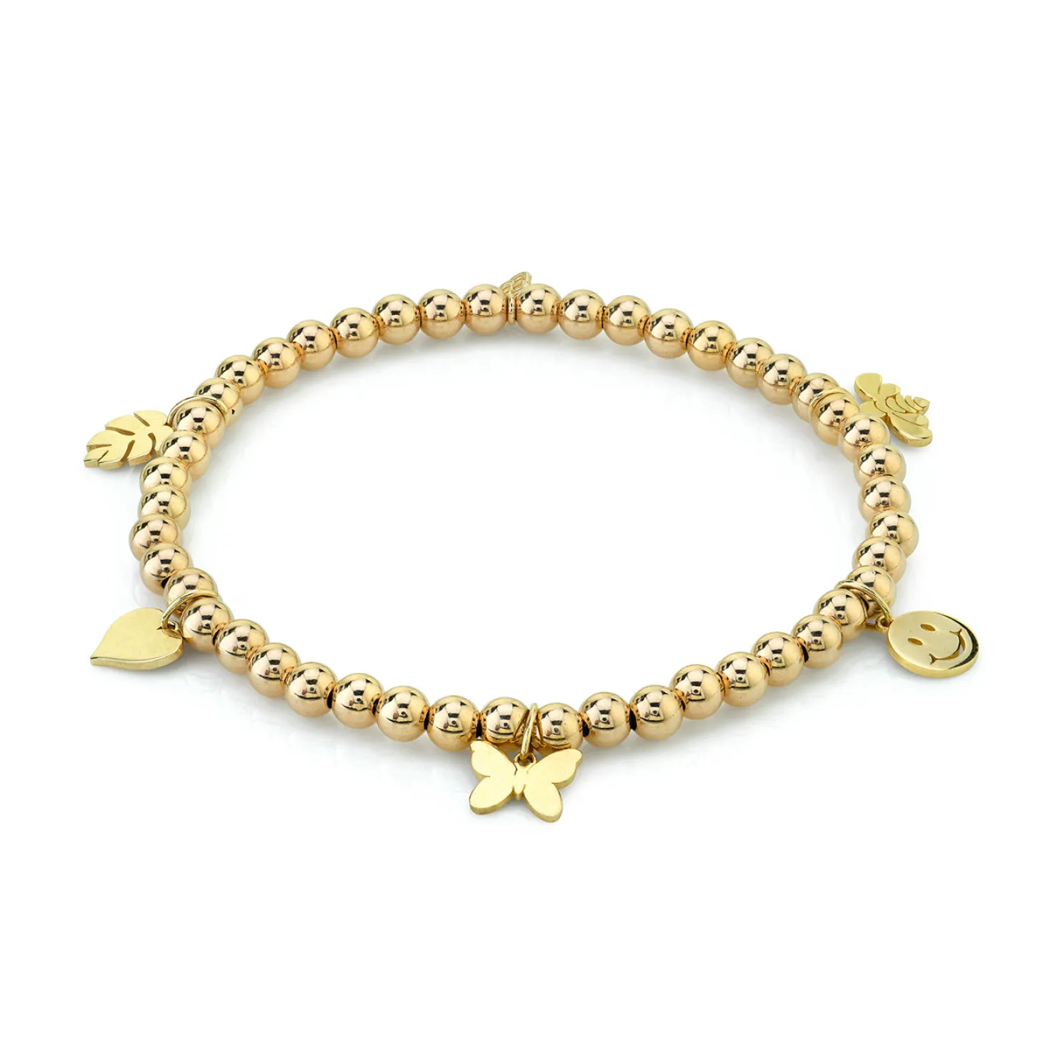 Pure Gold Tiny Multi-Charm on Gold Beads