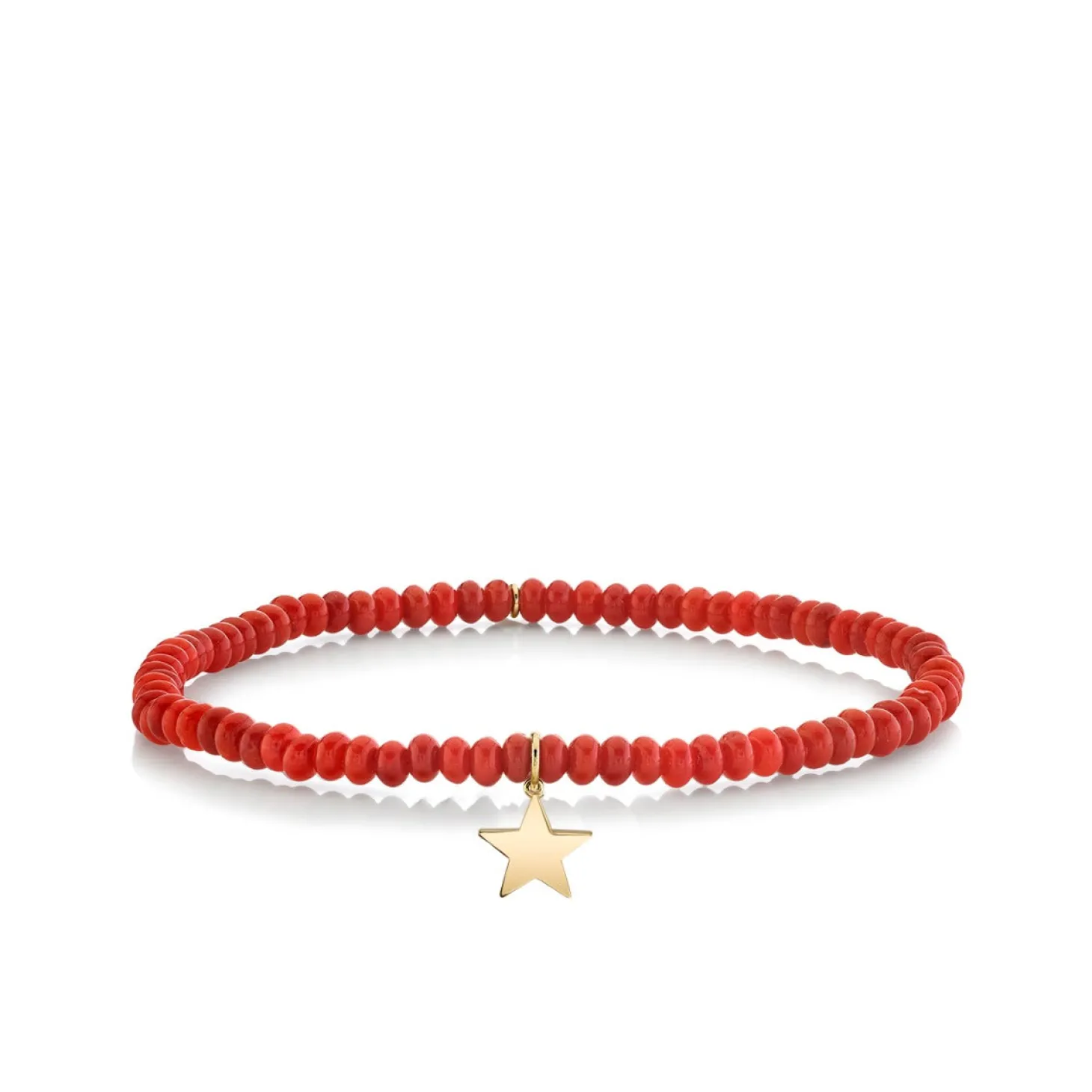 Pure Gold Tiny Star on Red Sea Bamboo