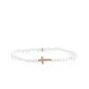 Rose Gold & Diamond Cross on Pearl