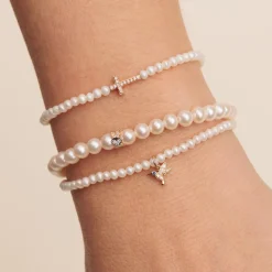 Rose Gold & Diamond Cross on Pearl