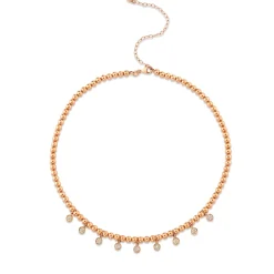 Rose Gold & Diamond Multi Tiny Disc Necklace