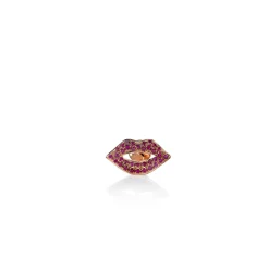 Rose Gold & Ruby Lips Stud