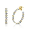 Two Tone Gold & Diamond Medium Heart Eternity Hoops