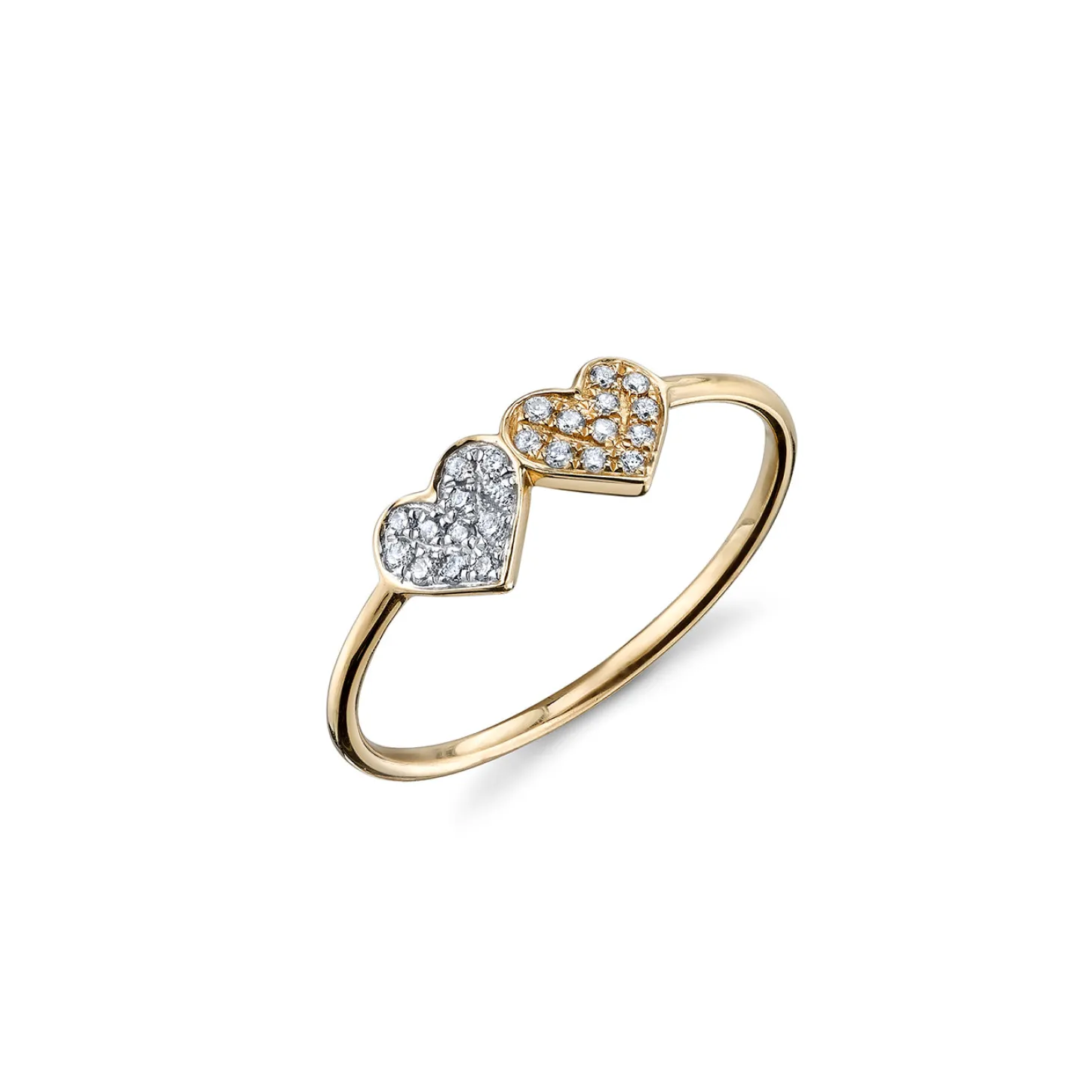 Two-Tone Gold & Diamond Double Heart Ring