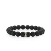 Two-Tone Gold & Diamond Eternity Heart Rondelle on Onyx