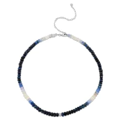 White Gold & Diamond Ball Sapphire Necklace