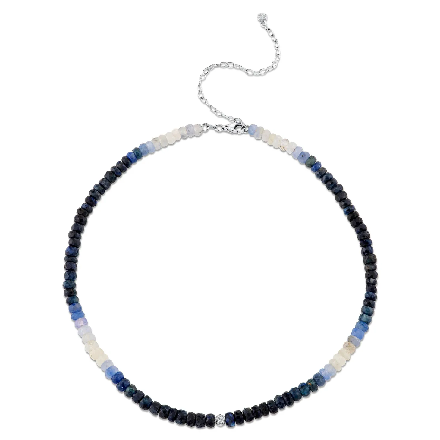 White Gold & Diamond Ball Sapphire Necklace