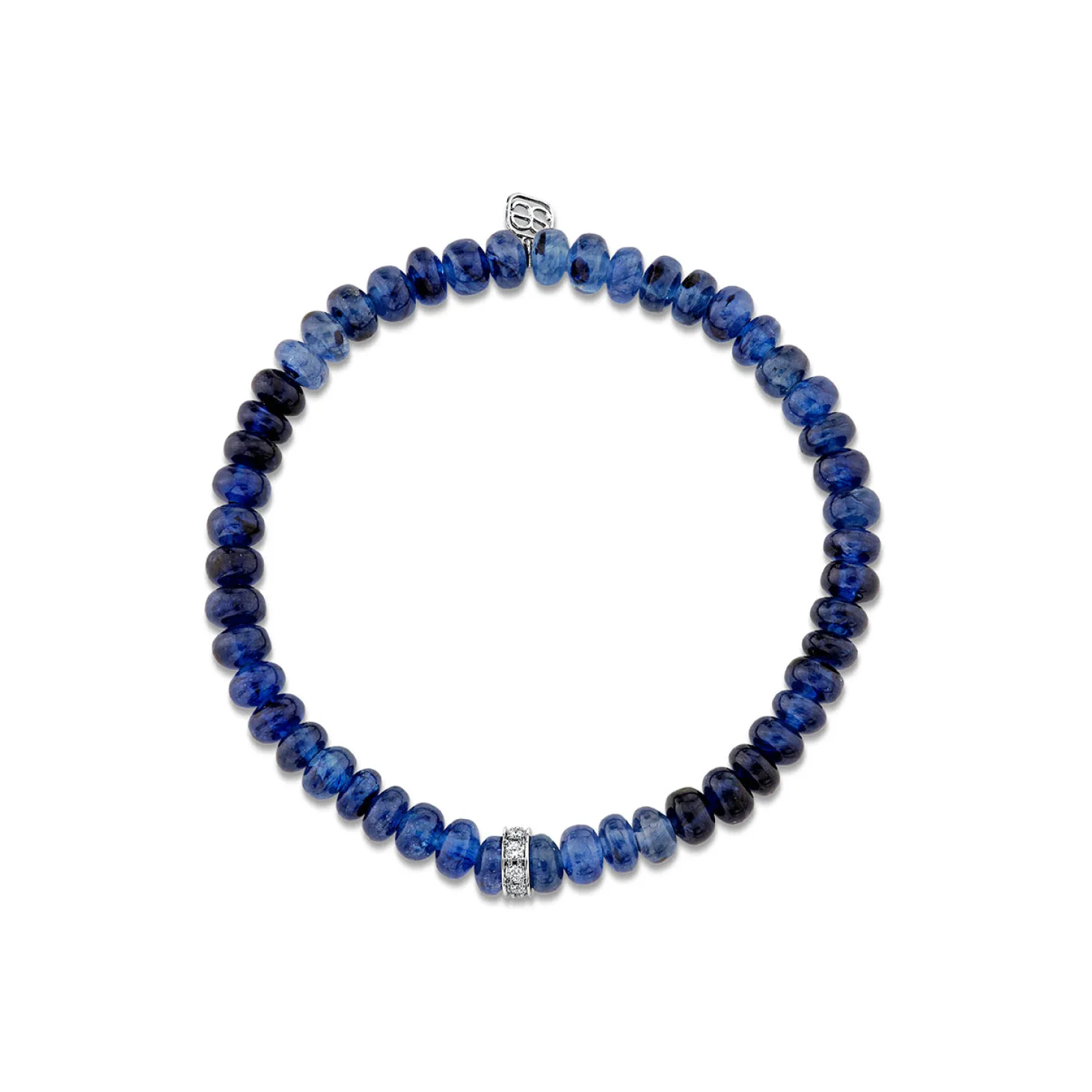White Gold & Diamond Rondelle on Sapphire