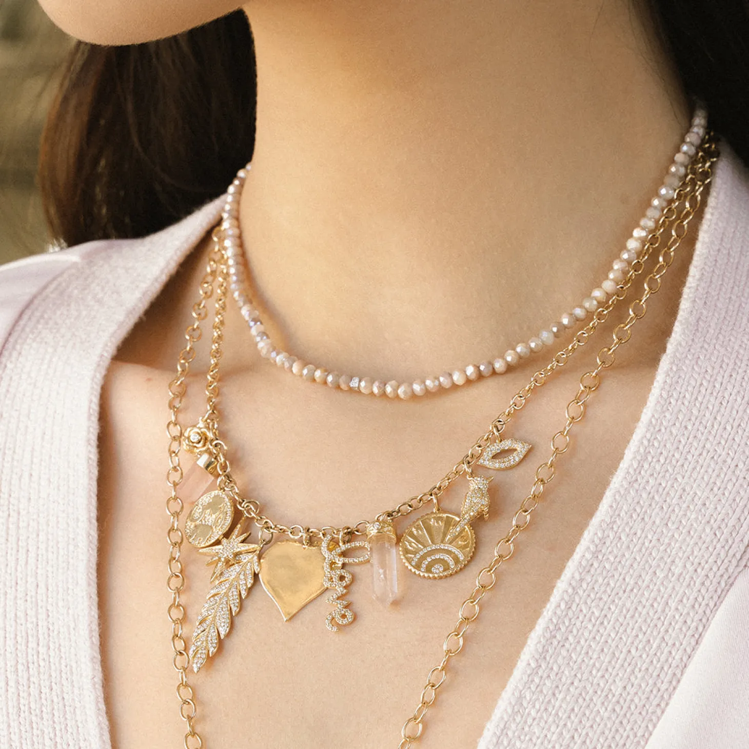 White Gold & Diamond Small Rondelle Australian Moonstone Choker